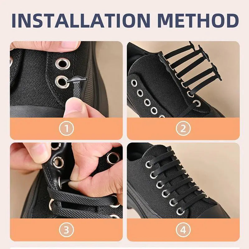 Silicone Shoelaces Lazy Elastic Lace Set 12 Colors