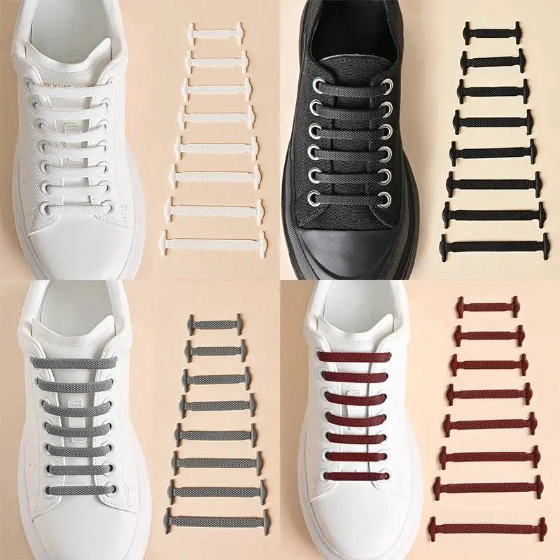 Silicone Shoelaces Lazy Elastic Lace Set 12 Colors
