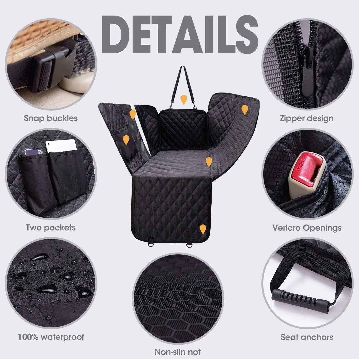 Pet Transport Hammock Car Seat Cover Waterproof Cats Dogs