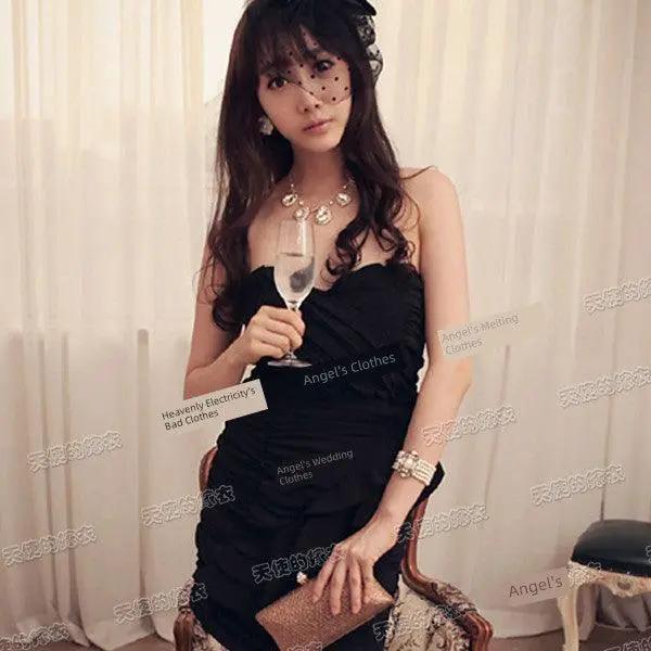 Elegant Black Tube Top Dress For Special Evening Events