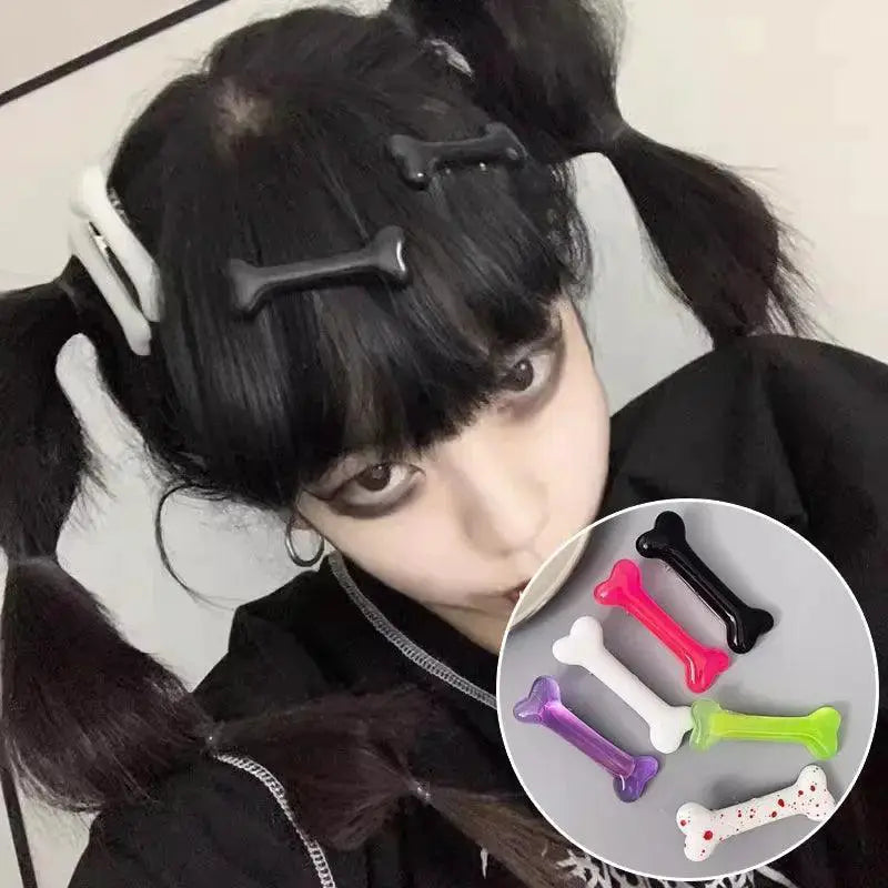Vivid Dog Bone Hair Clips White Fashionable Hair Accessories