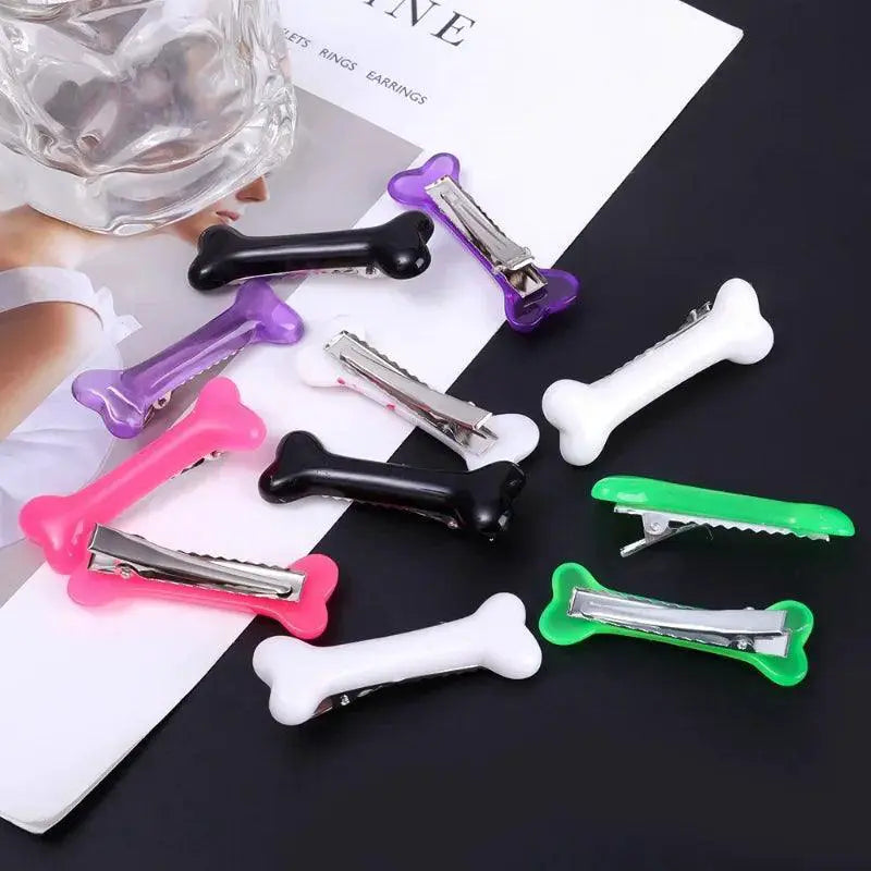 Vivid Dog Bone Hair Clips White Fashionable Hair Accessories