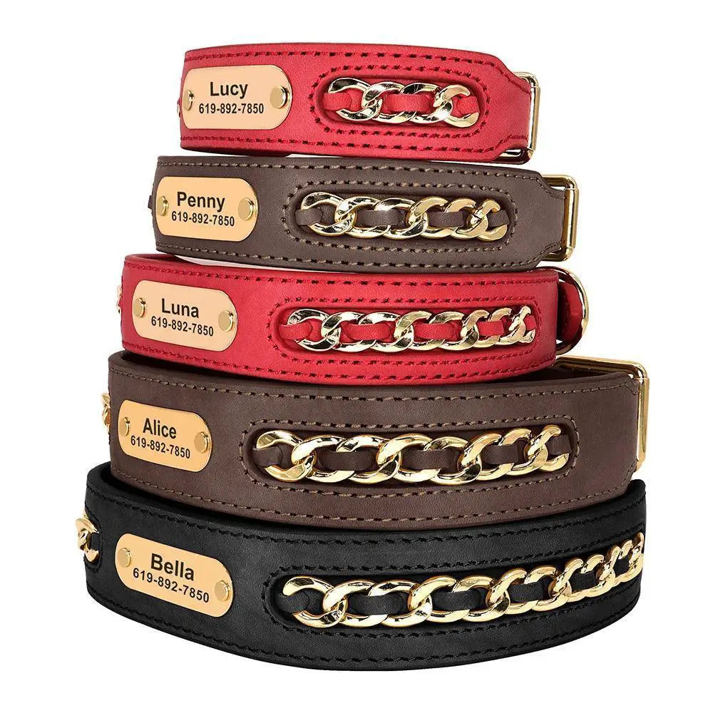 Luxury Leather Dog Collar Personalized Safety for Dogs