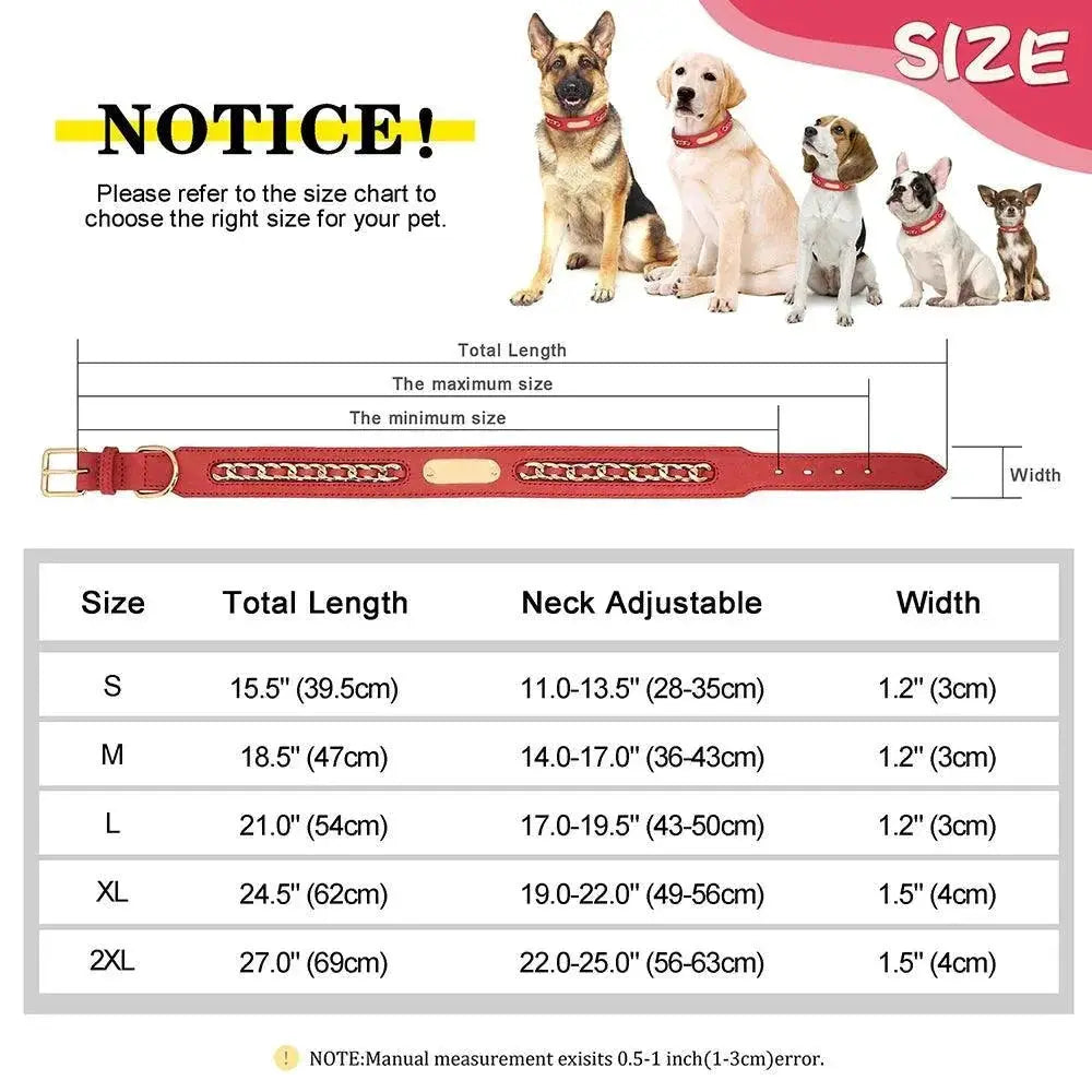 Luxury Leather Dog Collar Personalized Safety for Dogs