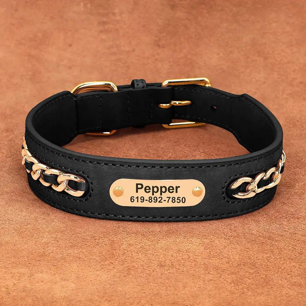 Luxury Leather Dog Collar Personalized Safety for Dogs