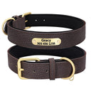Personalized Leather Dog Collar With Engraved ID Tag