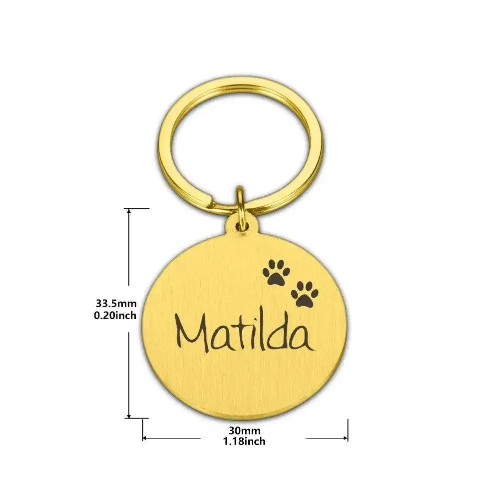 Custom Engraved Stainless Steel Pet ID Tag Paw Pendant