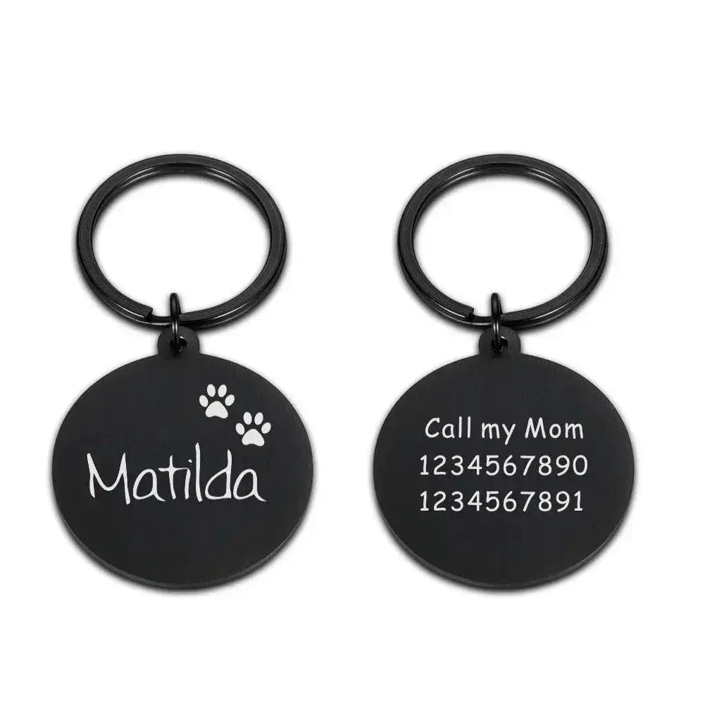 Custom Engraved Stainless Steel Pet ID Tag Paw Pendant