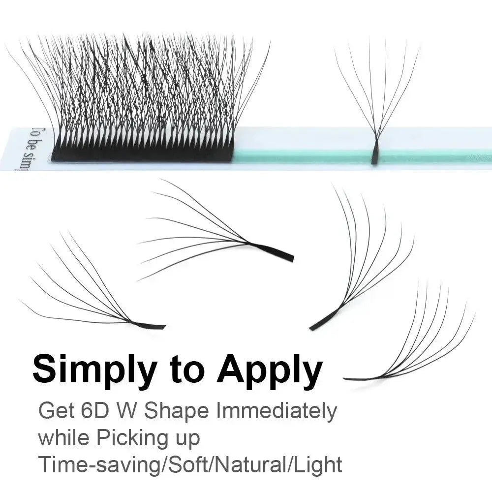 Premade W Shape Automatic Eyelash Extensions Soft Natural