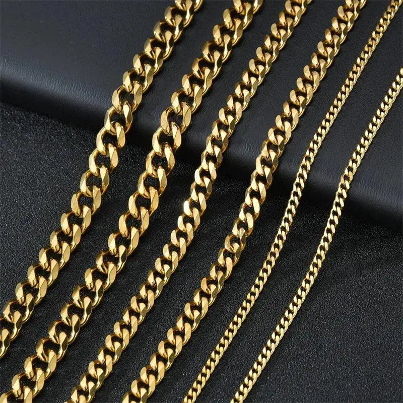 Punk Stainless Steel Curb Chain Necklaces Black Gold Chokers