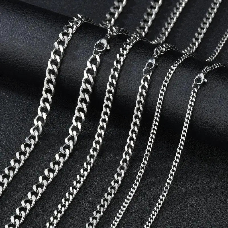 Punk Stainless Steel Curb Chain Necklaces Black Gold Chokers