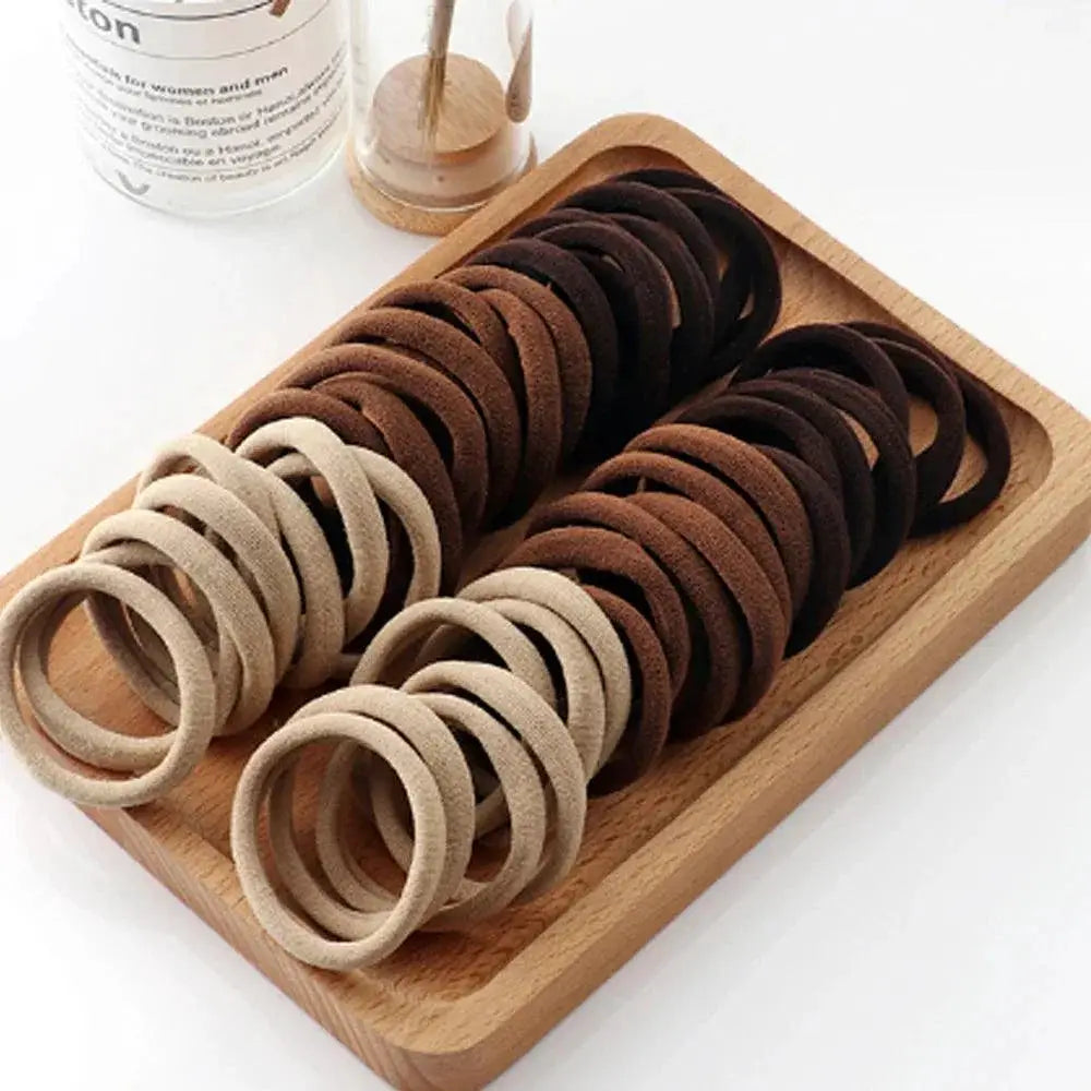 Black Hair Ties Set Elastic Ponytail Scrunchies for Women