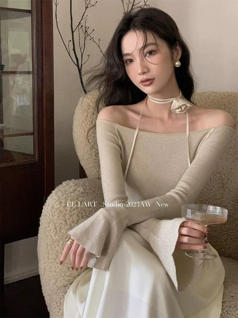 Off The Shoulder Slim Sweater Korean Chic Autumn Essential