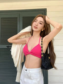 Sexy Vest Bikini Top Triangle Cup Halter Straps Vacation
