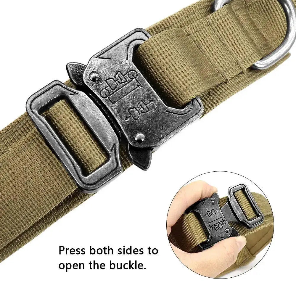 Military Tactical Dog Collar With Durable Nylon Lead