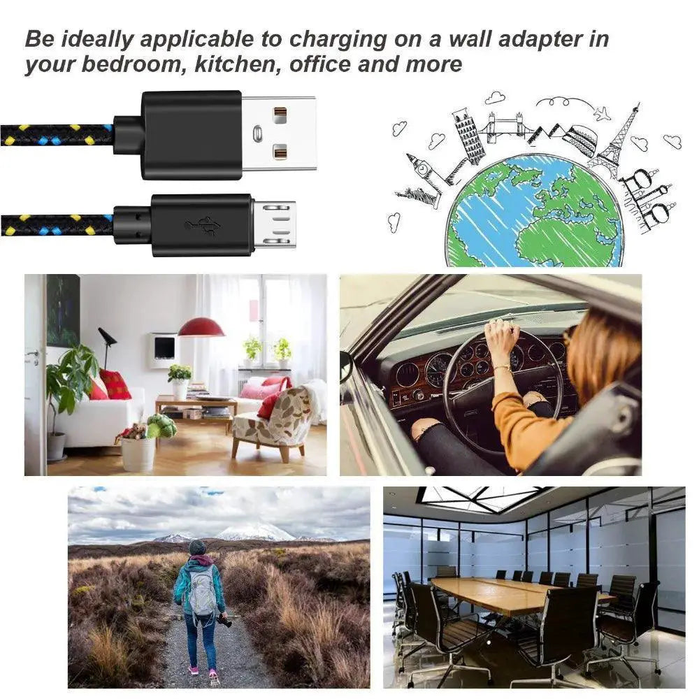 High Speed Nylon Braided Micro USB Cable Fast Charge Sync
