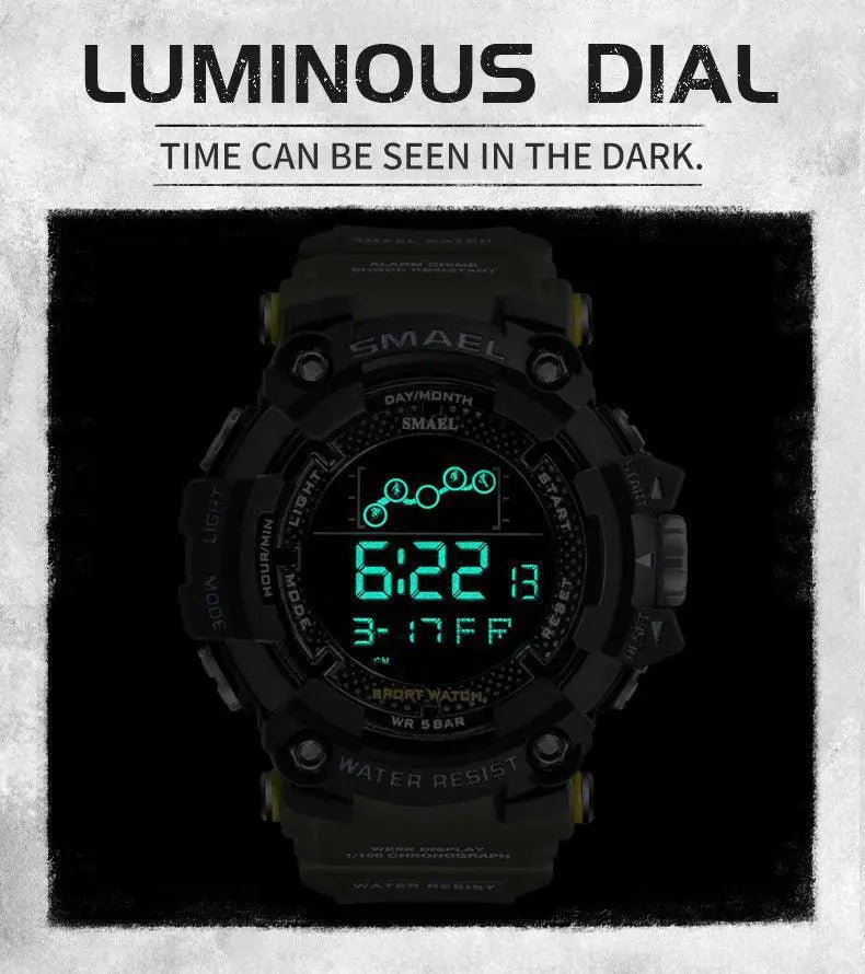 SMAEL Army LED Sports Watch for Active Men Military Style