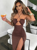 Sexy Backless Midi Dress For Night Club Sensation Glam