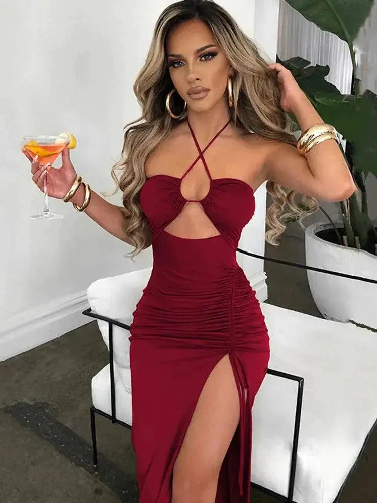 Sexy Backless Midi Dress For Night Club Sensation Glam