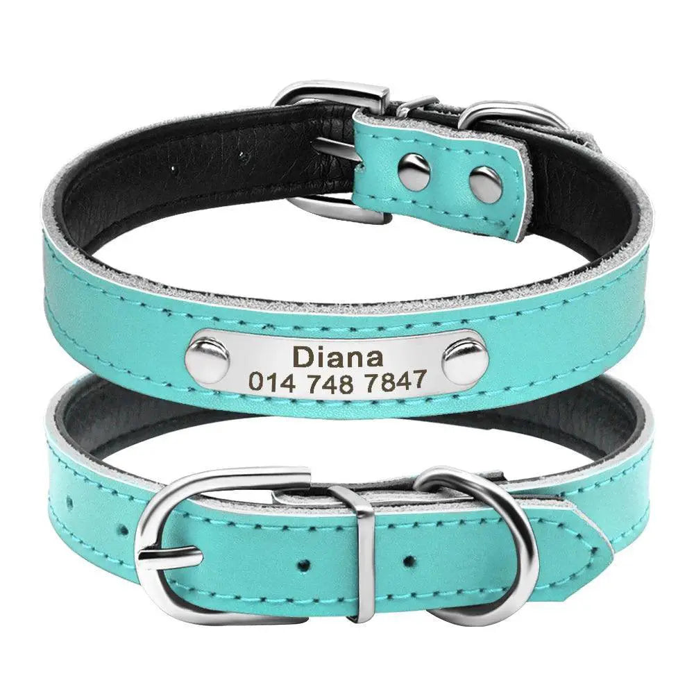 Personalized Leather Dog Collar With ID Tag for Dogs