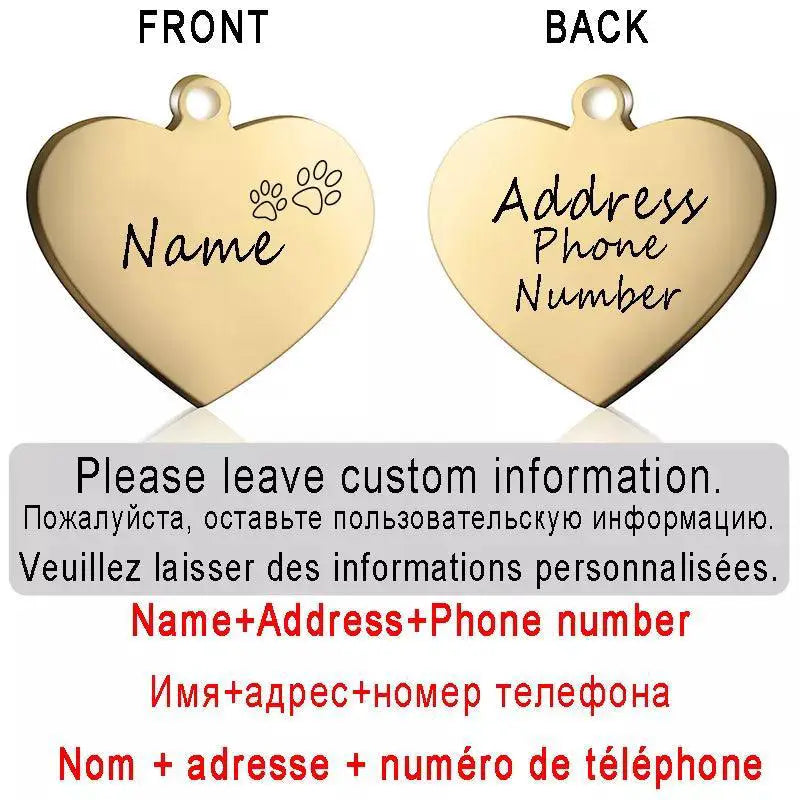 Engraved Pet Necklace Custom Cat And Dog ID Tag Pendant