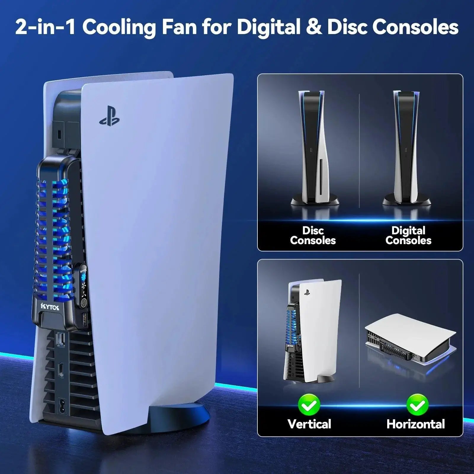 PS5 Fan Cooler Deluxe With USB Hub And LED Light For Gaming