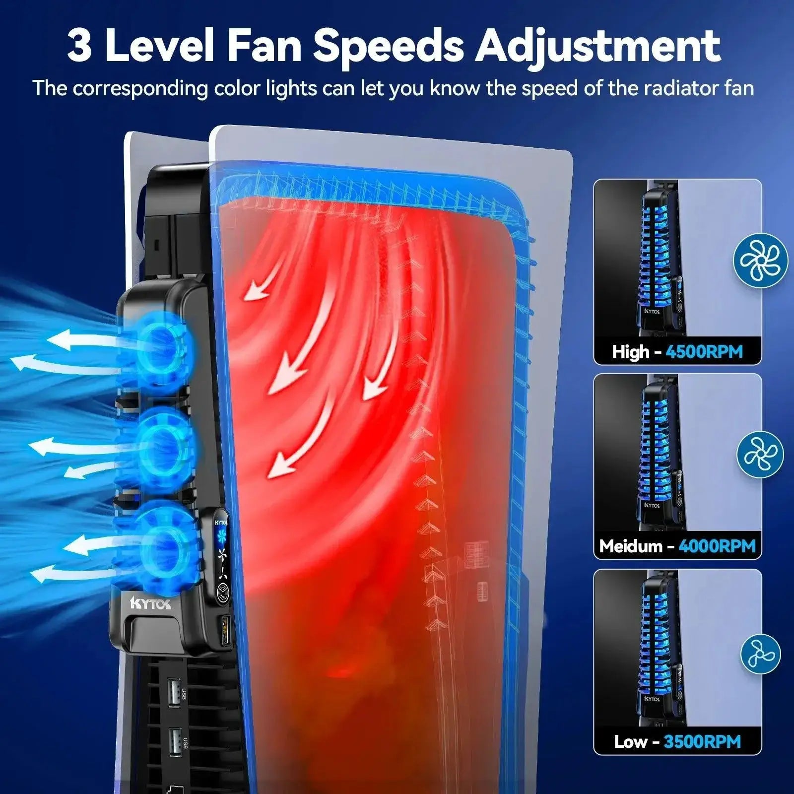 PS5 Fan Cooler Deluxe With USB Hub And LED Light For Gaming