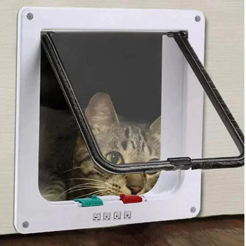 Dog Cat Flap Door 4 Way Security Lock Small Pet Gate Kit