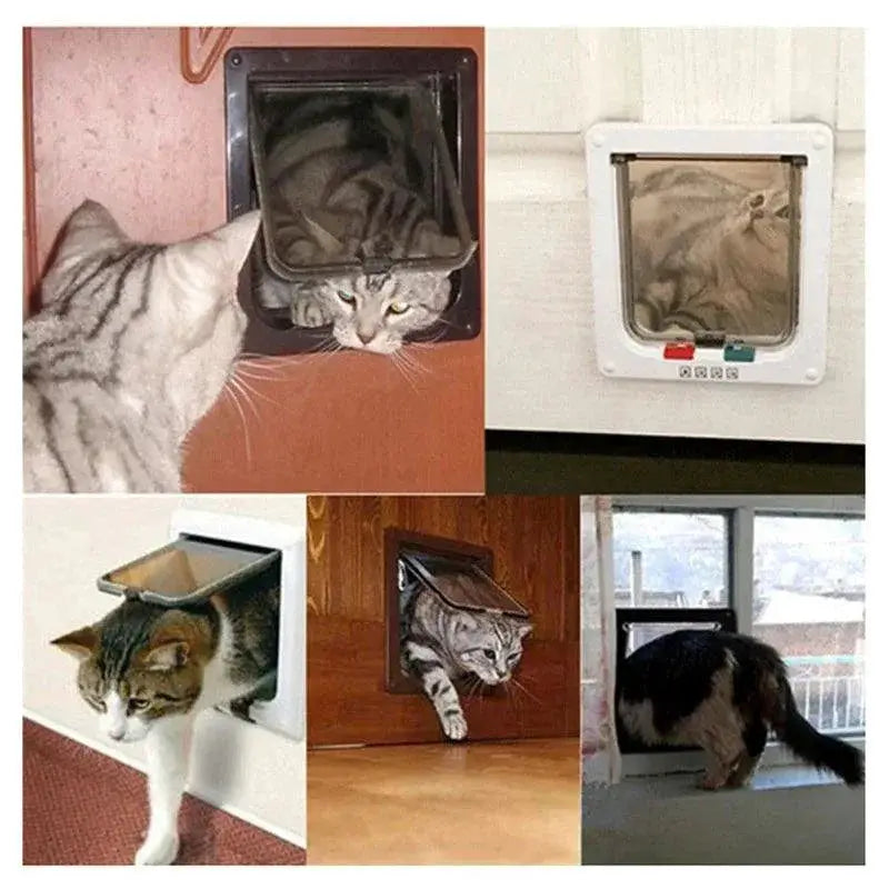 Dog Cat Flap Door 4 Way Security Lock Small Pet Gate Kit