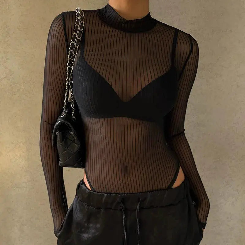 Mesh Hollow Jumpsuit T Shirt For Autumn Trendsetters