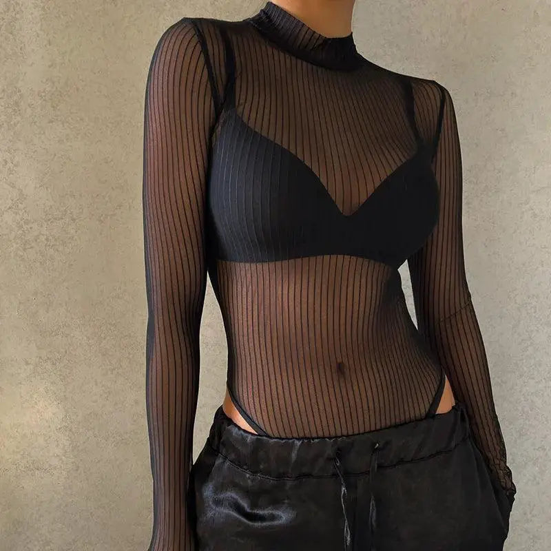Mesh Hollow Jumpsuit T Shirt For Autumn Trendsetters