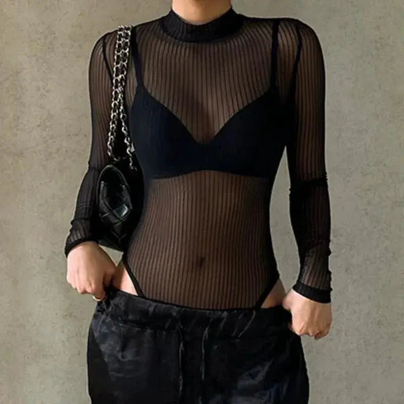Mesh Hollow Jumpsuit T Shirt For Autumn Trendsetters