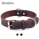 Benepaw Durable Leather Dog Collar Walks