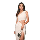 KLIOU Diagonal Collar Hollow Dress Women