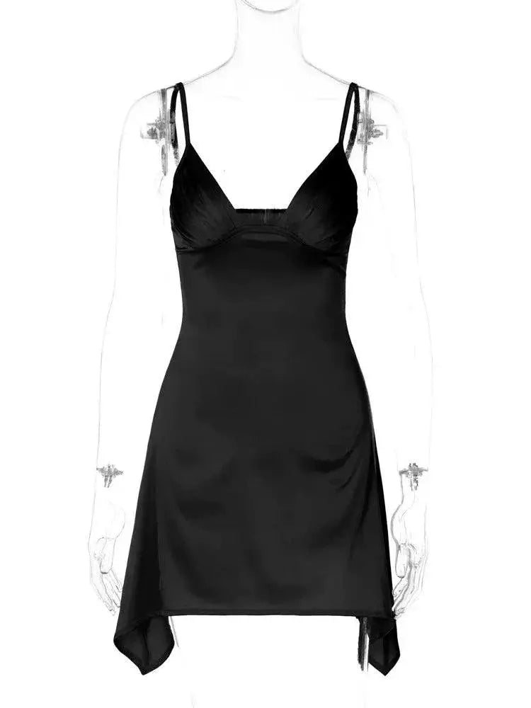 Sexy V Neck Tube Top Short Skirt Backless Dress Autumn 2023