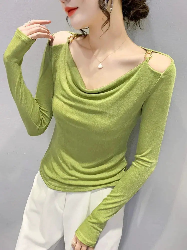 Spring Chic Off The Shoulder Shirt Trendy Womens Essential