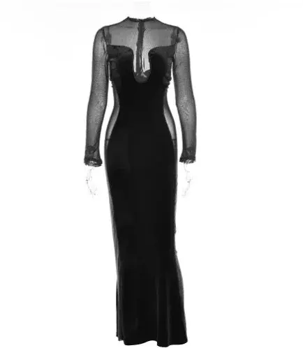 Velvet Open Chest Dress Elegantly Chic For Parties
