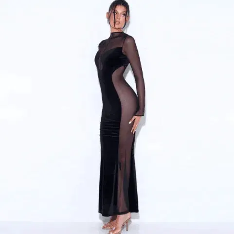 Velvet Open Chest Dress Elegantly Chic For Parties