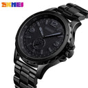 SKMEI Black Steel Quartz Watch Elegant Waterproof Timepiece