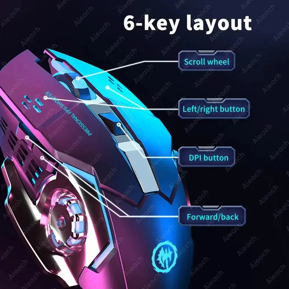 Wireless RGB Gaming Mouse Ergonomic Design And Quiet BT