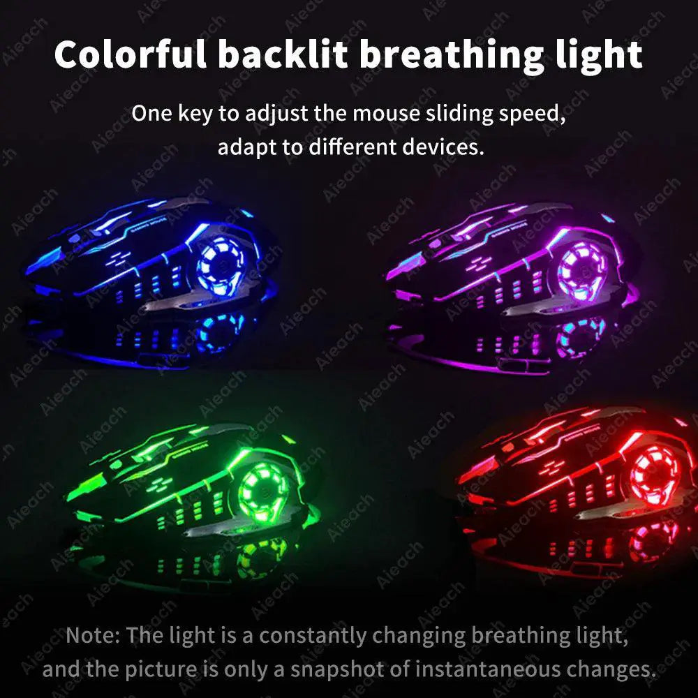 Wireless RGB Gaming Mouse Ergonomic Design And Quiet BT