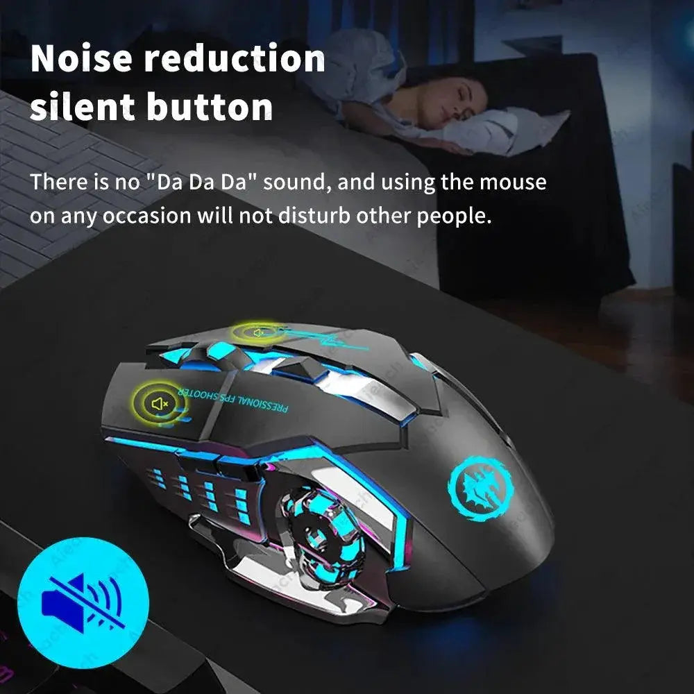 Wireless RGB Gaming Mouse Ergonomic Design And Quiet BT