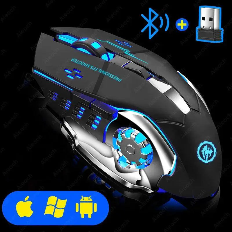 Wireless RGB Gaming Mouse Ergonomic Design And Quiet BT