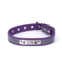 Reflective Leather Personalized Dog Collar With Engraved Tag