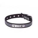 Reflective Leather Personalized Dog Collar With Engraved Tag