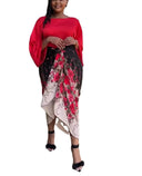 Elegant Plus Size Print Set Fashion Ensemble Long Dress