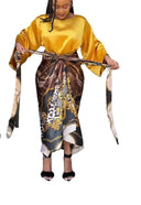 Elegant Plus Size Print Set Fashion Ensemble Long Dress