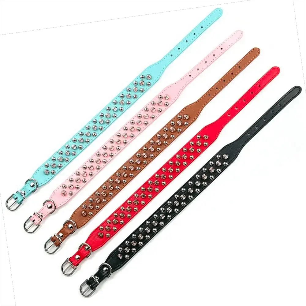 Adjustable Punk Rivet Spiked Leather Pet Collar Dog And Cat - OurLum.com