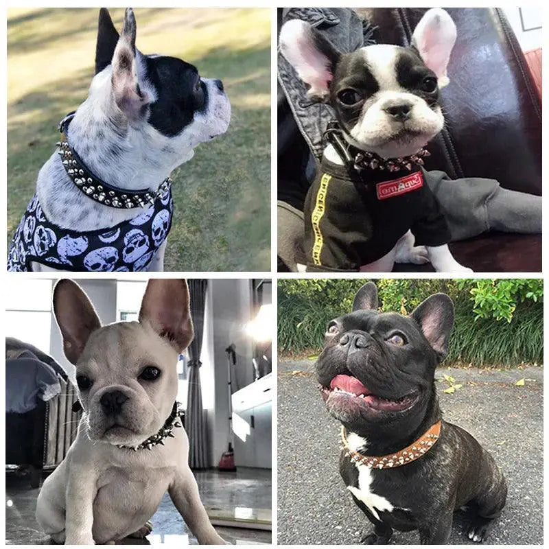 Adjustable Punk Rivet Spiked Leather Pet Collar Dog And Cat - OurLum.com