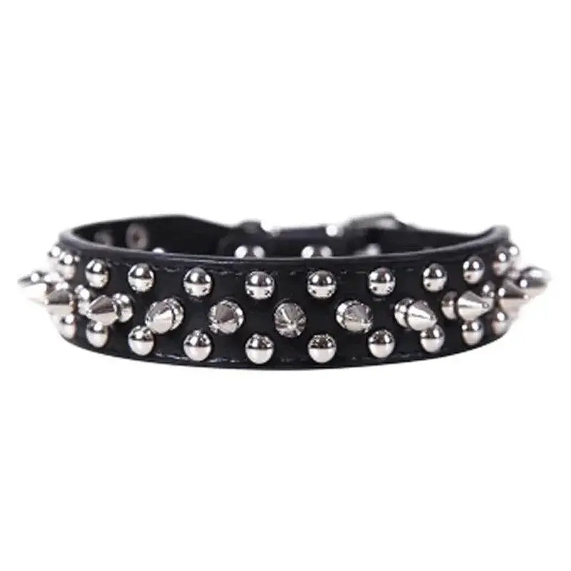 Adjustable Punk Rivet Spiked Leather Pet Collar Dog And Cat - OurLum.com